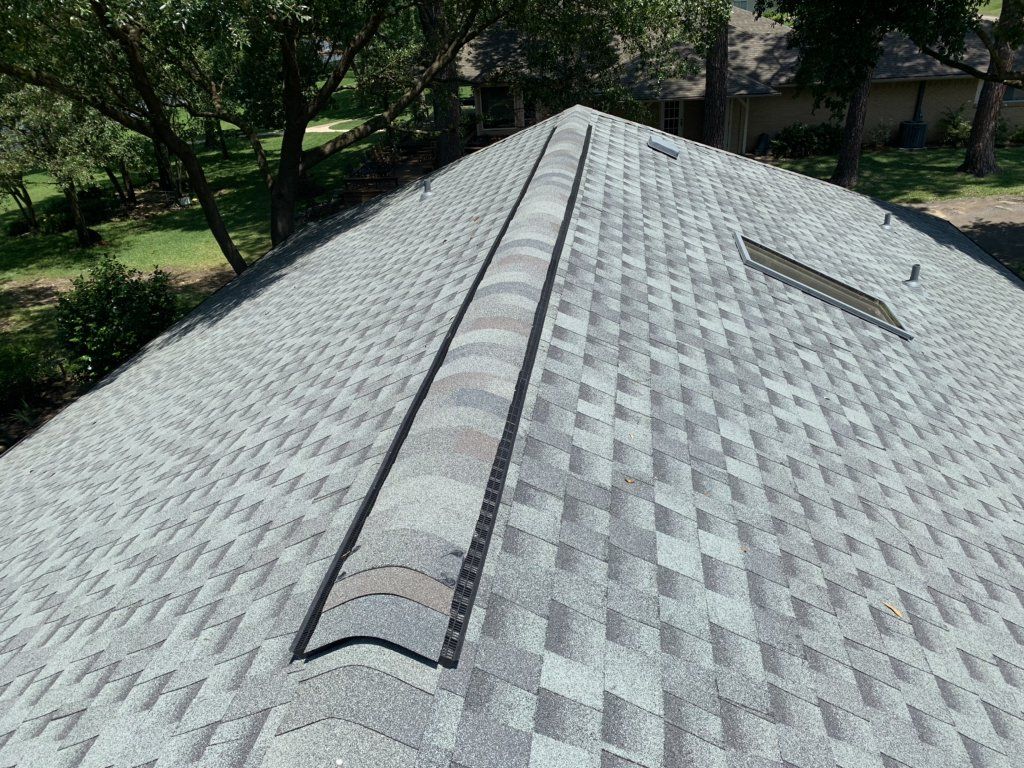 New gray shingles on roof
